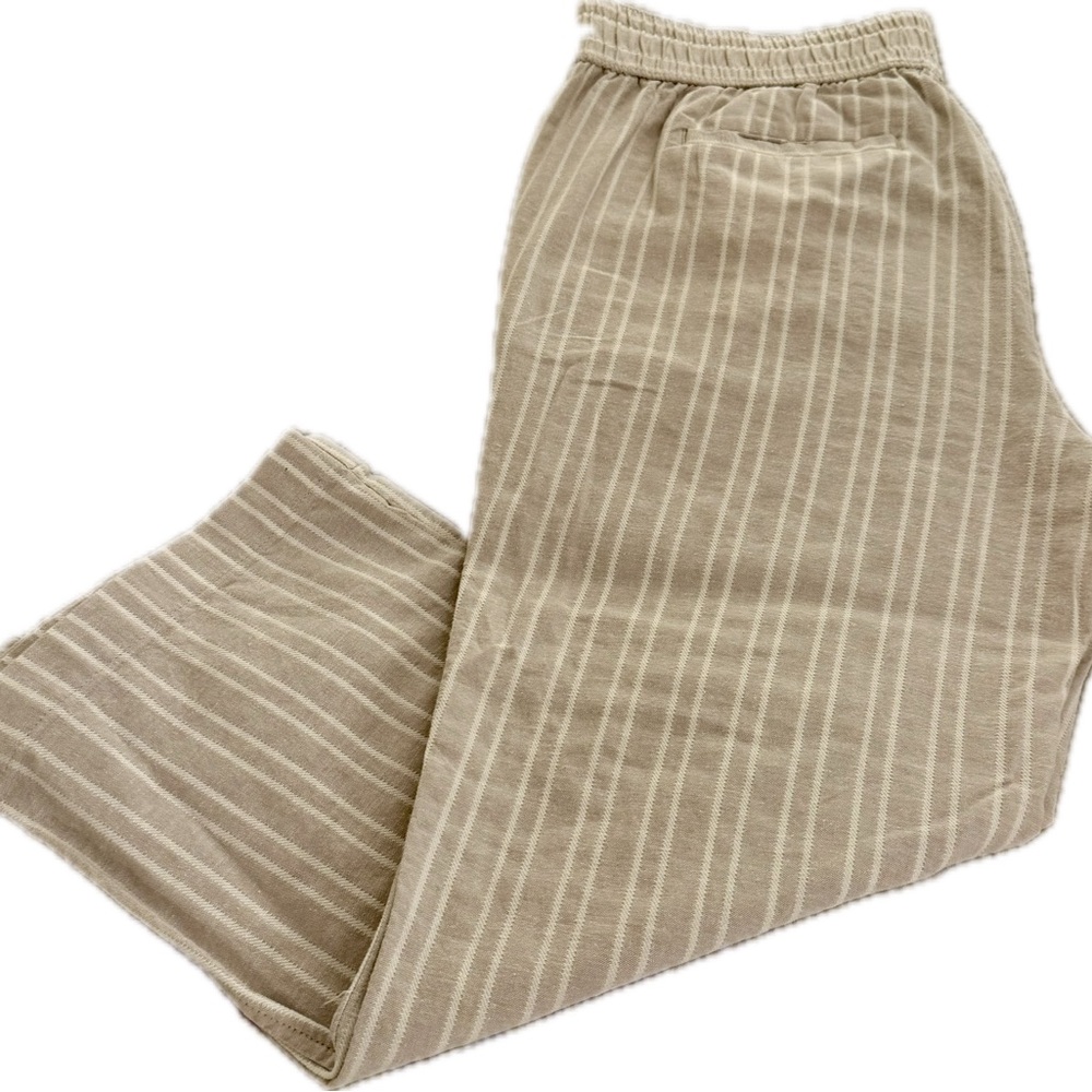 Ann Taylor Factory Beige Striped Cropped Pants